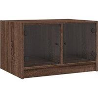 Berkfield Home Coffee Table with Glass Doors Brown Oak 68x50x42 cm | Size: 68 x 50 x 42 cm