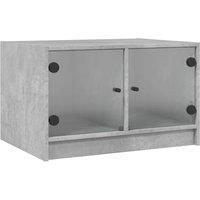 Berkfield Home Coffee Table with Glass Doors Concrete Grey 68x50x42 cm | Size: 68 x 50 x 42 cm