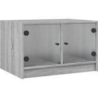 Berkfield Home Coffee Table with Glass Doors Grey Sonoma 68x50x42 cm | Size: 68 x 50 x 42 cm