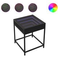 Berkfield Home Coffee Table with Infinity LED Black 40x40x51 cm | Size: 40 x 40 x 51 cm