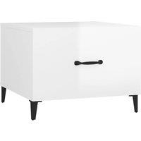 Berkfield Home Coffee Table with Metal Legs High Gloss White 50x50x40 cm | Size: 50 x 50 x 40 cm