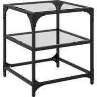 Berkfield Home Coffee Table with Transparent Glass Top 40x40x45 cm Steel in Black | Size: 40 x 40 x 45 cm