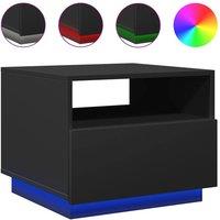 Berkfield Home Coffee Table with LED Lights Black 50x49x40 cm | Size: 50 x 49 x 40 cm