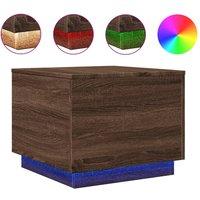 Berkfield Home Coffee Table with LED Lights Brown Oak 50x50x40 cm | Size: 50 x 50 x 40 cm
