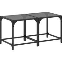 Berkfield Home Coffee Tables with Black Glass Top 2 pcs 40x40x40 cm Steel | Size: 40 x 40 x 40 cm