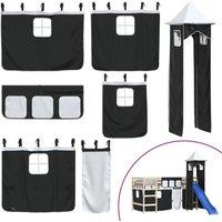 Berkfield Home Curtains for Loft Bed with Tower White & Black Polyester