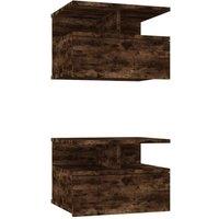 Berkfield Home Floating Nightstand 2 pcs Smoked Oak 40x31x27 cm Engineered Wood in Brown | Size: 40 x 31 x 27 cm
