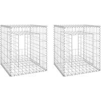 Berkfield Home Gabion Basket Posts 2 pcs 50x50x60 cm Iron in Silver | Size: 50 x 50 x 60 cm