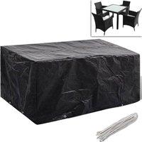 Berkfield Home Garden Furniture Covers 2pcs 4 Person Poly Rattan 180x140cm in Black | Size: 180x140 cm