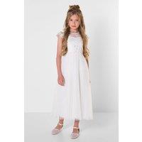 Roco Girl's Elizabeth - White Pleated Lace Prom Dress | Size: 14 Years