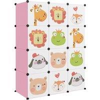 Berkfield Home Cube Storage Cabinet for Kids with 12 Cubes Pink PP
