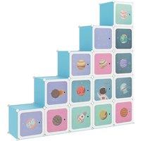 Berkfield Home Cube Storage Cabinet for Kids with 15 Cubes Blue PP
