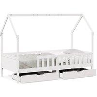 Berkfield Home Kids Bed Frame with Drawers without Mattress 90x200 cm Solid Wood in White