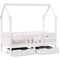 Berkfield Home Kids Bed Frame with Drawers without Mattress 80x160 cm Solid Wood in White
