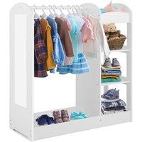 Gymax Kids Closet Toddlers Costume Toy Organizer With Mirror & Cloth Hanger in White