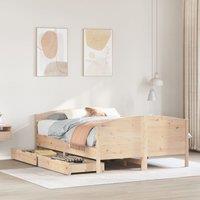 Berkfield Home Bed Frame without Mattress 135x190 cm Double Solid Wood Pine in Brown