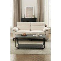Living and Home 2-Seater Chenille Upholstered Sofa in Off-White