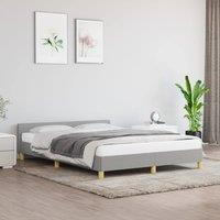 Berkfield Home Bed Frame with Headboard Light Grey 180x200cm Super King Fabric