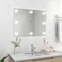 Berkfield Home Wall Frameless Mirror with LED Lights Rectangular Glass in Silver