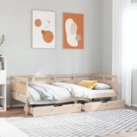 Berkfield Home Daybed with Drawers without Mattress 90x190 cm Single Solid Wood in Brown