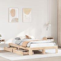 Berkfield Home Bed Frame without Mattress 135x190 cm Double Solid Wood Pine in Brown