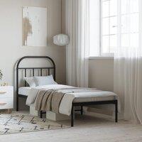 Berkfield Home Metal Bed Frame with Headboard Black 75x190 cm Small Single
