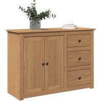 Berkfield Home Sideboard with Drawers Panama 112x40x80 cm Solid Wood Pine in Brown | Size: 112 x 40 x 80 cm
