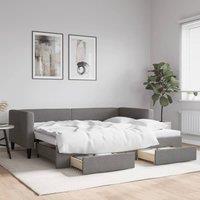 Berkfield Home Daybed with Trundle & Drawers Dark Grey 90x190 cm Fabric