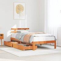 Berkfield Home Bed Frame with Drawers without Mattress Wax Brown 75x190 cm Small Single