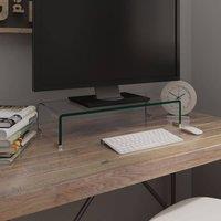 Berkfield Home TV Stand/Monitor Riser Glass Clear 60x25x11 cm | Size: 60 x 25 x 11 cm
