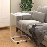 Berkfield Home Side Table with Wheels White 40x30x63.5 cm Engineered Wood