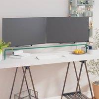 Berkfield Home TV Stand/Monitor Riser Glass Clear 120x30x13 cm | Size: 120 x 30 x 13 cm