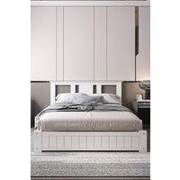 Somnior Elwood Solid Wooden Bed 3FT/4FT6/5FT with 3 Drawers & Memory Mattress in White | Size: Double