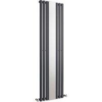 Balterley Embrace Vertical 1 Panel Radiator & Mirror, 1800 x 499mm - Anthracite in Grey