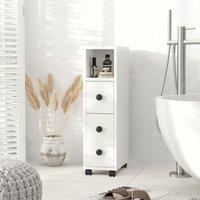 Kleankin Slim Bathroom Storage with 2 Drawers, 2 Open & Wheels, White