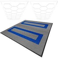 Monstershop Hexagon LED Lights x 2 & Vented Garage Floor Tiles With Edges - 165 in Grey
