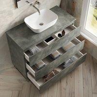 Banyetti Vatilla 1000mm Floorstanding Vanity Unit with Matching Worktop-Cemento Grey