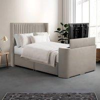 PARADISE BEDS LTD Velvet Upholstered Crystal Comfort Double Bed Set in Light Grey