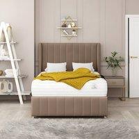 PARADISE BEDS LTD Comfort Mate Velvet Upholstered Double Bed Set in Brown