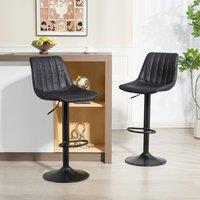 HOMCOM Bar Stools Set of 2 Adjustable Swivel Bar Chairs with Backrest Black