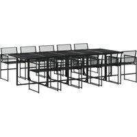 Berkfield Home 11 Piece Garden Dining Set Black Poly Rattan