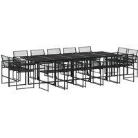Berkfield Home 15 Piece Garden Dining Set Black Poly Rattan