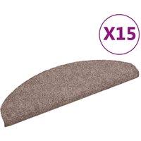 Berkfield Home 15 pcs Self-adhesive Stair Mats Needle Punch 65x21x4 cm Brown | Size: Medium
