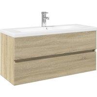 Berkfield Home 2 Piece Bathroom Furniture Set Ceramic & Engineered Wood in Light Tan