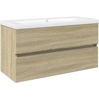 Berkfield Home 2 Piece Bathroom Furniture Set Ceramic & Engineered Wood in Light Tan
