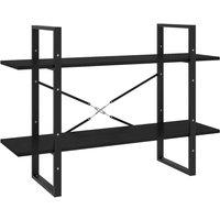 Berkfield Home 2-Tier Book Cabinet Black 100x30x70 cm Solid Pine Wood | Size: 100 x 30 x 70 cm