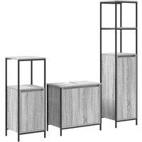 Berkfield Home 3 Piece Bathroom Furniture Set in Grey Sonoma Engineered Wood