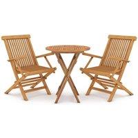 Berkfield Home 3 Piece Garden Dining Set Solid Wood Teak in Brown