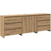 Berkfield Home 3 Piece Sideboard Artisan Oak Engineered Wood in Brown