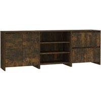 Berkfield Home 3 Piece Sideboard Smoked Oak Engineered Wood in Brown